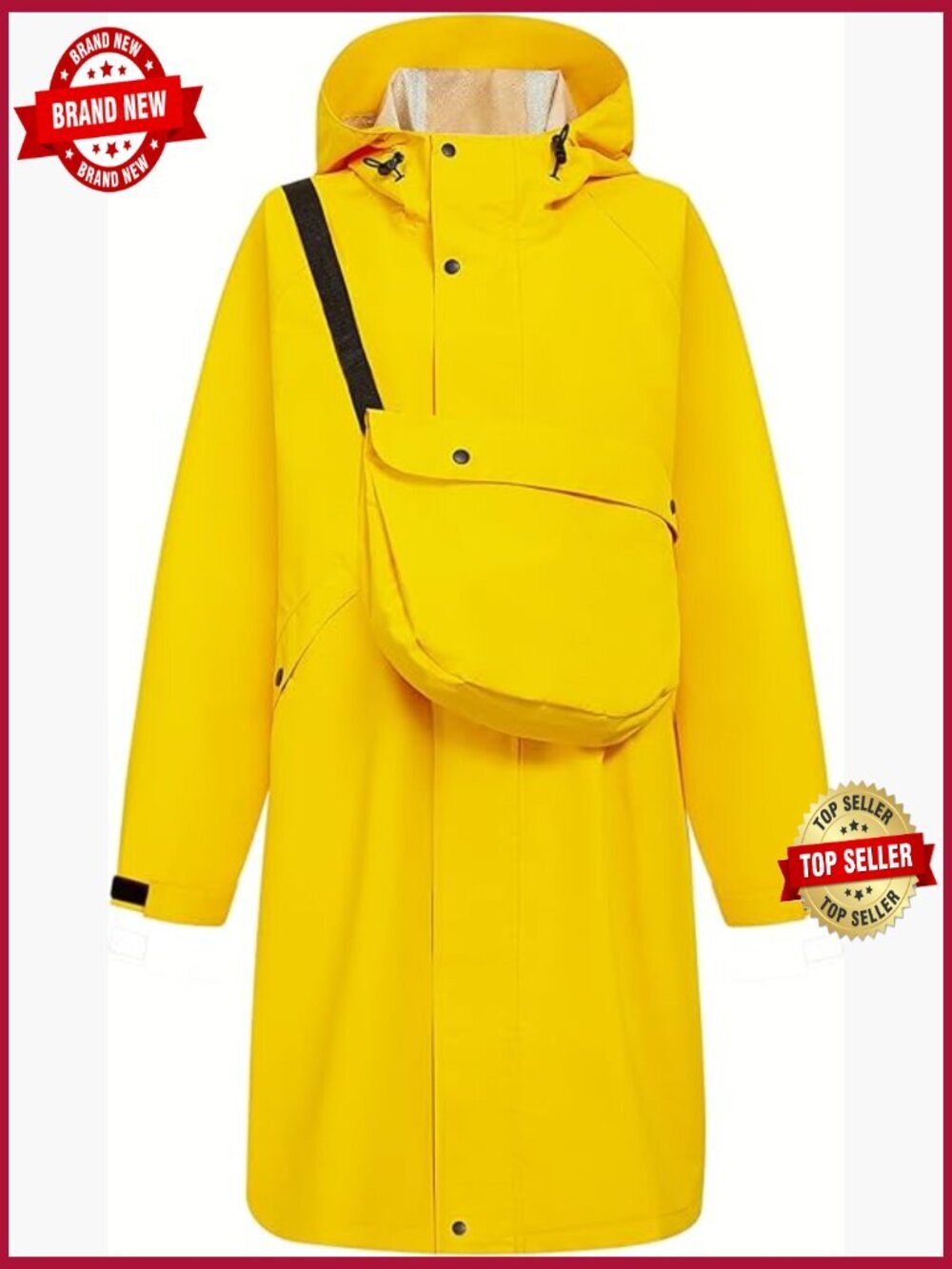 Waterproof Rain Jacket Hooded Convertible Bag Windbreaker Trench S-XXL